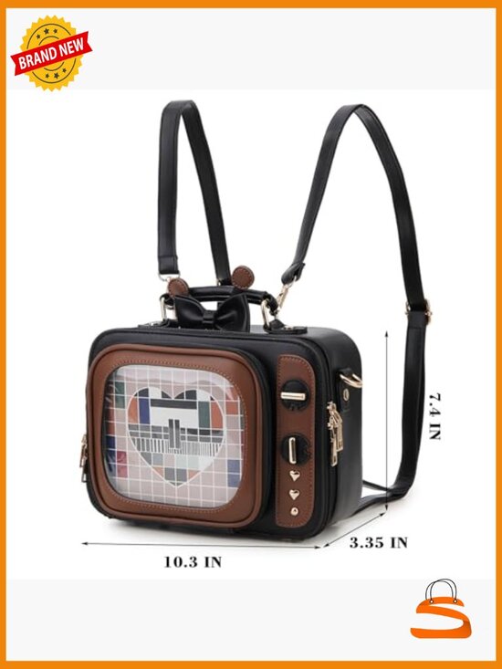Retro TV Shaped Ita Bag Backpack with Pin Display Inserts main image 4